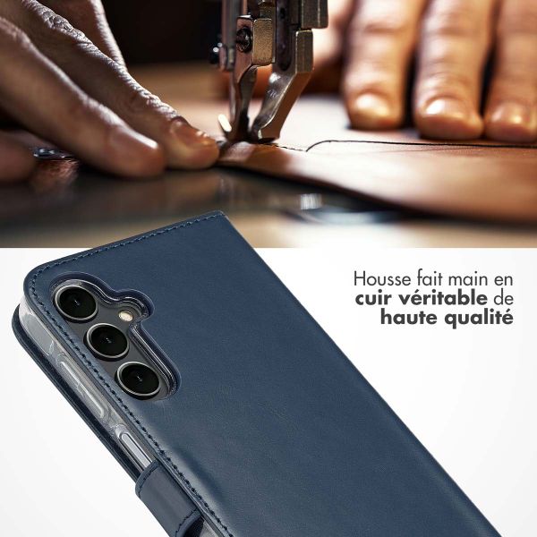 Selencia Étui portefeuille en cuir véritable Samsung Galaxy A16 - Bleu