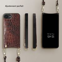 Selencia Coque de télephone Nova Croco avec cordon et porte-cartes Apple iPhone 17e / 16e - Burgundy