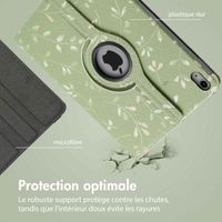 imoshion Coque tablette Design rotatif à 360° Apple iPad 11 (2025) 11 pouces A16 / iPad 10 (2022) 10.9 pouces - Green Flowers