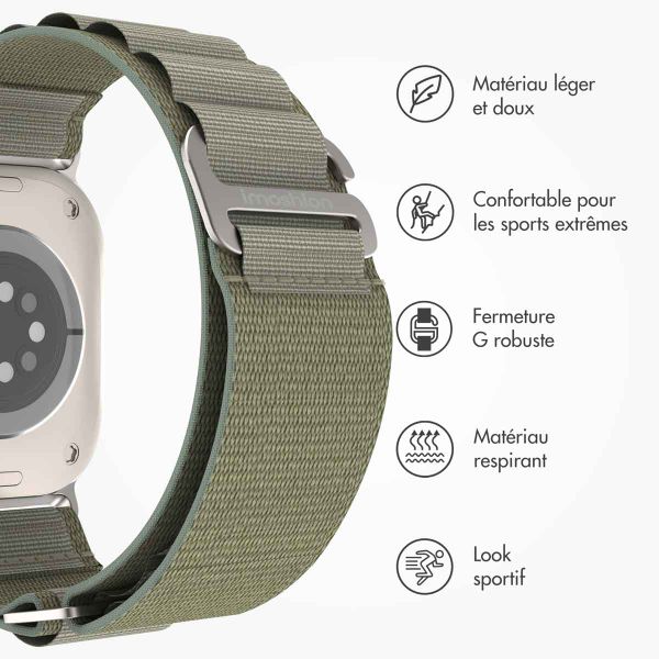 imoshion Bracelet en nylon Alpine Apple Watch | 44/45/46/49 mm - Olive Green