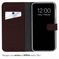 Selencia Étui portefeuille en cuir véritable Samsung Galaxy A27 (5G) - Marron foncé