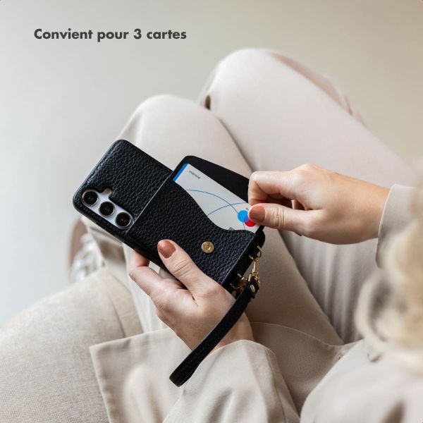 Selencia Coque de télephone Sera avec cordon et porte-cartes enveloppe Apple iPhone 14 / 13 - Noir