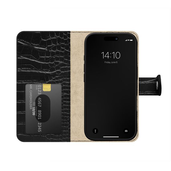 iDeal of Sweden Magnet Wallet+ Étui portefeuille Apple iPhone 18 Pro / 17 Pro - Black Croco
