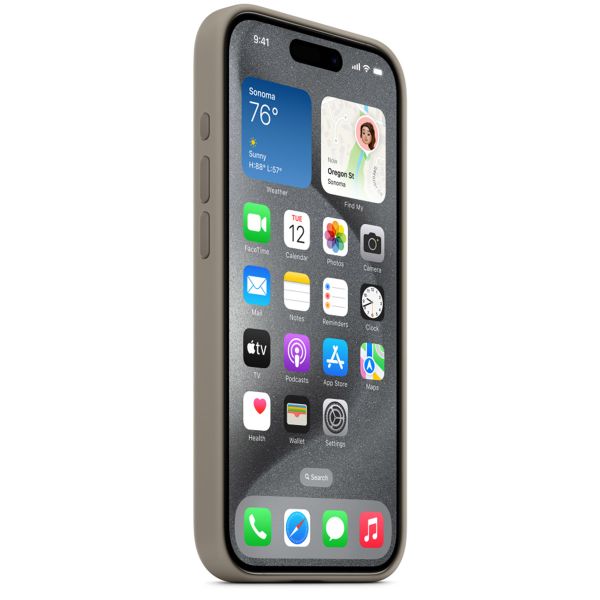 Apple Coque en silicone MagSafe Apple iPhone 15 Pro - Clay