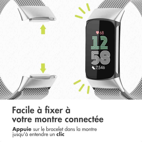 imoshion Bracelet magnétique milanais Fitbit Charge 5 - Taille M - Argent