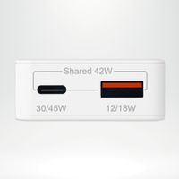 Accezz Chargeur GaN Ultra Slim - USB-C + USB-A - 45 W - Blanc