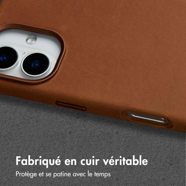 Accezz Coque MagSafe en cuir vintage Apple iPhone 16 - Tabacco Cognac