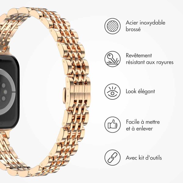 Selencia Bracelet en acier slim style Jubilee Apple Watch | 38/40/41/42 mm - Rose Doré