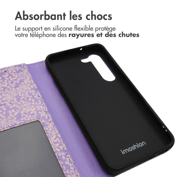 imoshion Étui de télephone portefeuille Design Samsung Galaxy S23 - Purple White Flowers