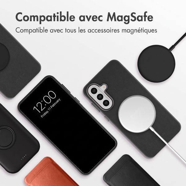 Accezz Coque arrière en cuir avec MagSafe Samsung Galaxy A57 (5G) - Onyx Black
