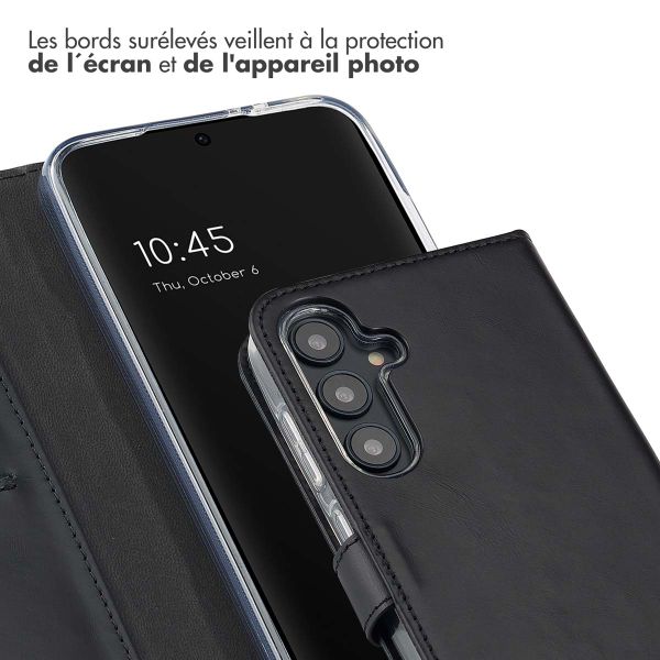 Selencia Étui portefeuille en cuir véritable Samsung Galaxy S24 FE - Noir