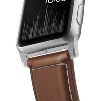 Nomad Bracelet traditionnel en cuir Apple Watch | 44/45/46/49 mm - Brown / Silver