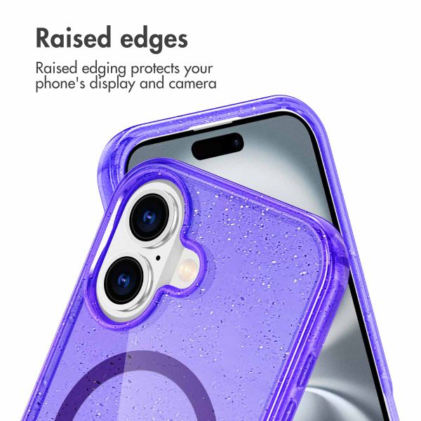 imoshion Coque Pailletée avec MagSafe Apple iPhone 16 - Paillettes Violet