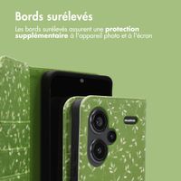 imoshion Étui de télephone portefeuille Design Xiaomi Redmi Note 13 Pro Plus (5G) - Green Flowers