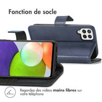 imoshion Étui de télephone portefeuille de luxe Samsung Galaxy M22 / A22 (4G) - Bleu foncé