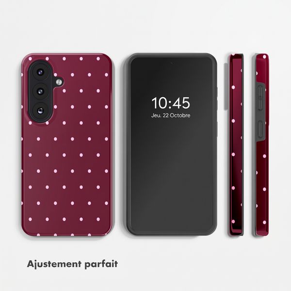 Selencia Coque arrière Vivid avec MagSafe Samsung Galaxy S26 FE - Happy Dots Burgundy