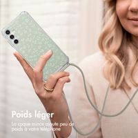 imoshion Coque Design avec cordon Samsung Galaxy A15 (5G) - Smoke Green Flowers
