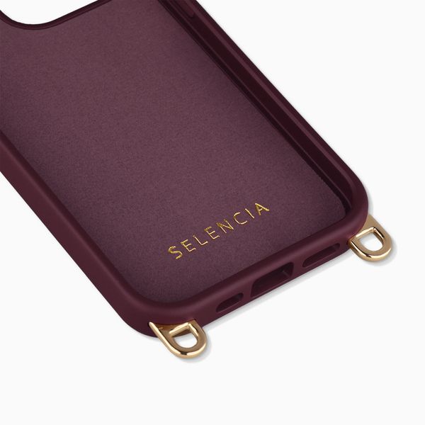 Selencia Coque arrière Rivièra avec MagSafe avec crochets amovibles Apple iPhone 14 Pro - Bold Burgundy