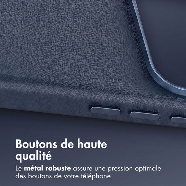 Accezz Coque arrière en cuir avec MagSafe Apple iPhone 18 Pro / 17 Pro - Nightfall Blue