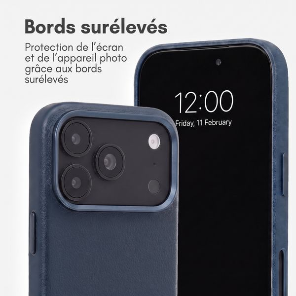 Accezz Coque arrière en cuir avec MagSafe Apple iPhone 18 Pro / 17 Pro - Nightfall Blue
