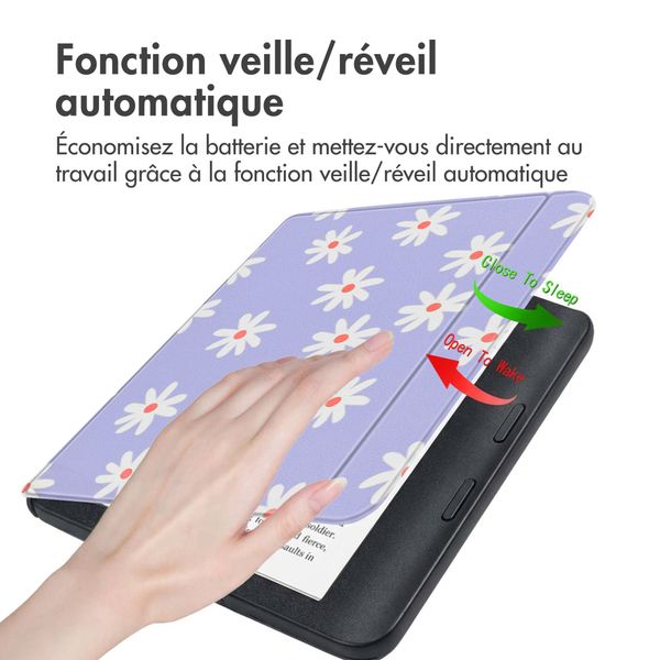 imoshion Design Slim Hard Sleepcover avec support Kobo Libra 2 / Tolino Vision 6 - Flowers Distance