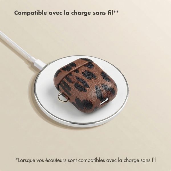 Selencia Coque Sabi motif panthère  Apple Airpods 1 / 2 - Mocha Brown