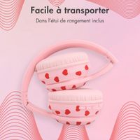 imoshion Casque sans fil pour enfants LED Light - Limiteur de décibels - Avec câble AUX - Cœurs