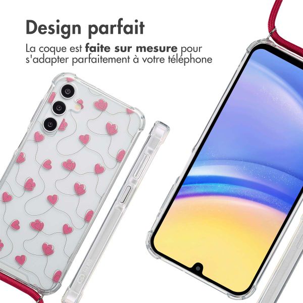 imoshion Coque Design avec cordon Samsung Galaxy A15 (5G) - Dusty Rose Connected Hearts