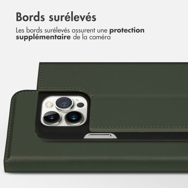 Accezz Étui de télephone Slim Folio en cuir de qualité supérieure Apple iPhone 13 Pro Max - Vert
