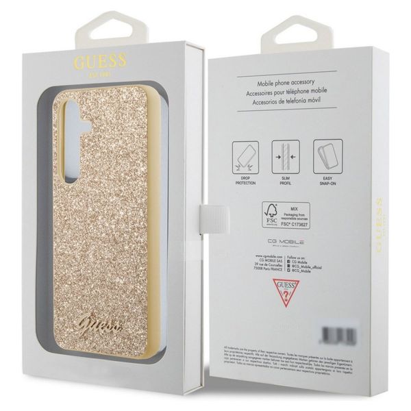 Guess Coque Glitter Flakes Samsung Galaxy S24 - Doré