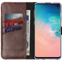 Selencia Étui portefeuille en cuir véritable Samsung Galaxy S10 - Marron