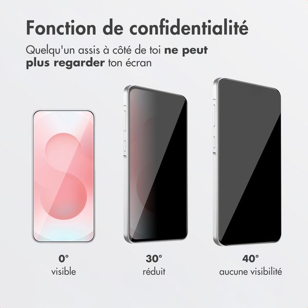 Accezz Protection d'écran en verre trempé avec filtre de confidentialité + Applicateur Samsung Galaxy S26