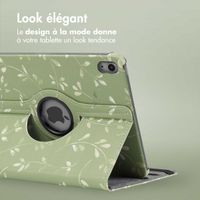 imoshion Coque tablette Design rotatif à 360° Apple iPad 11 (2025) 11 pouces A16 / iPad 10 (2022) 10.9 pouces - Green Flowers
