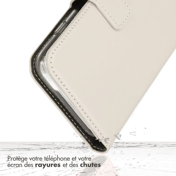 Selencia Étui portefeuille en cuir véritable Samsung Galaxy S25 - Greige