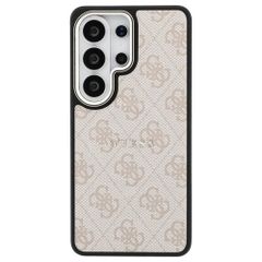 Guess Coque arrière en cuir 4G avec MagSafe Samsung Galaxy S26 Ultra - Gold Edge - Pink