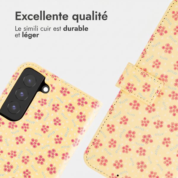 imoshion Étui de télephone portefeuille Design Samsung Galaxy S22 - Sunny Yellow Petite Flowers