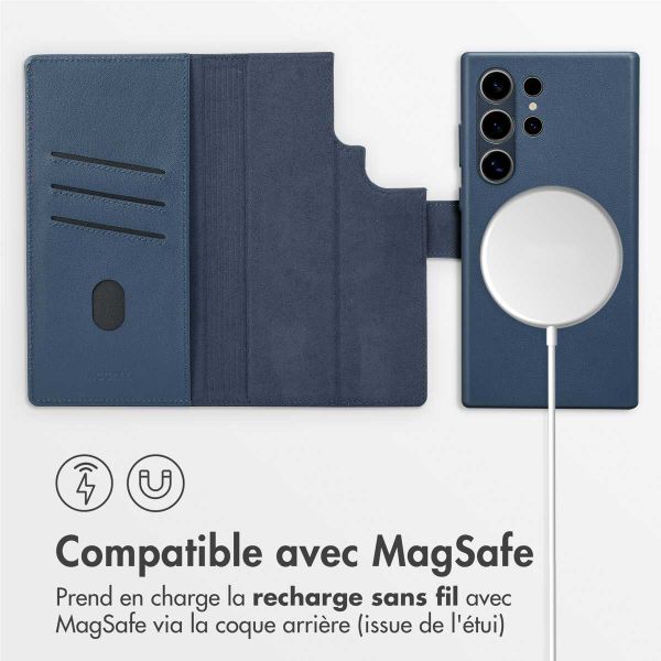 Accezz Étui de télephone portefeuille en cuir 2-en-1 avec MagSafe Samsung Galaxy S24 Ultra - Nightfall Blue