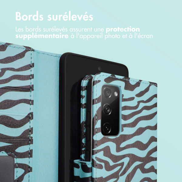 imoshion Étui de télephone portefeuille Design Samsung Galaxy S20 FE - Black Blue Stripes