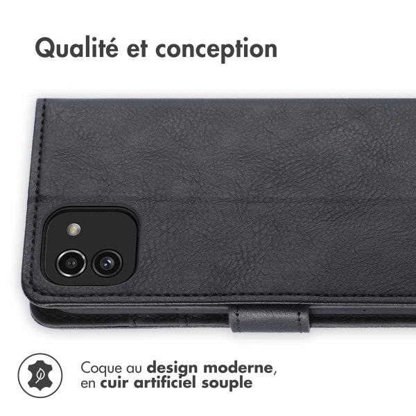imoshion Étui de télephone portefeuille de luxe Samsung Galaxy A03 - Noir