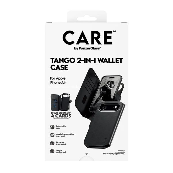CARE by PanzerGlass Étui de télephone portefeuille Tango 2 en 1 avec MagSafe Apple iPhone Air - Black