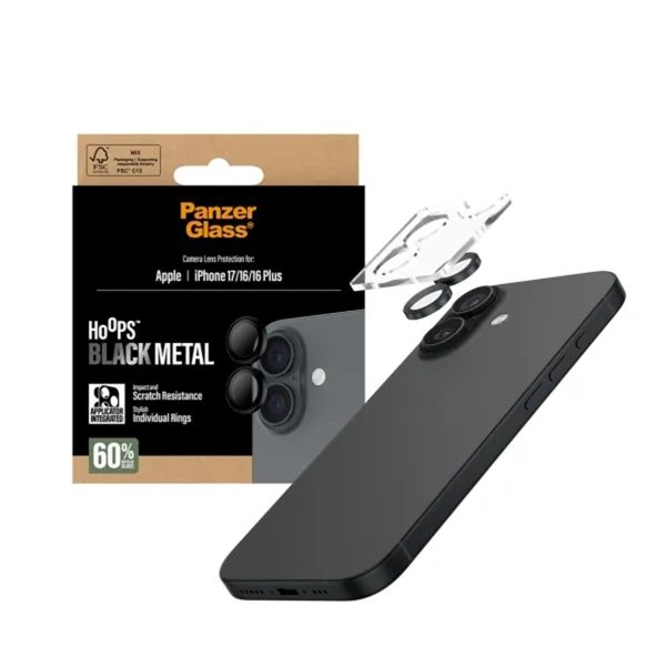 PanzerGlass Protection Caméra Hoops Optic Rings Apple iPhone 17 - Noir