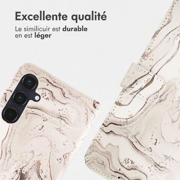 imoshion Étui de télephone portefeuille Design Samsung Galaxy A55 - Sandy Marble