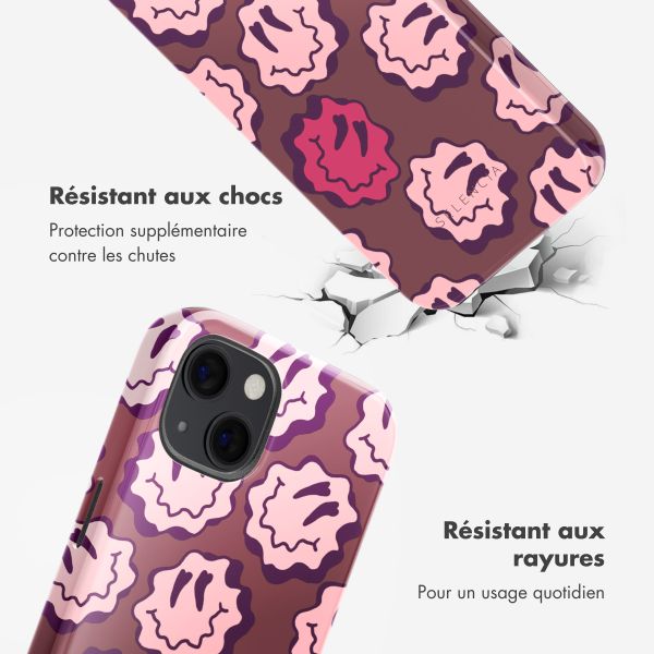 Selencia Coque arrière Vivid avec MagSafe Apple iPhone 13 - Wavy Smiley Pink