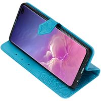 Etui de télephone portefeuille Mandala Samsung Galaxy S10 Plus - Bleu