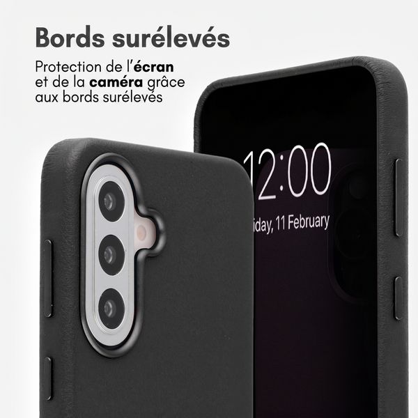 Accezz Coque arrière en cuir avec MagSafe Samsung Galaxy A57 (5G) - Onyx Black