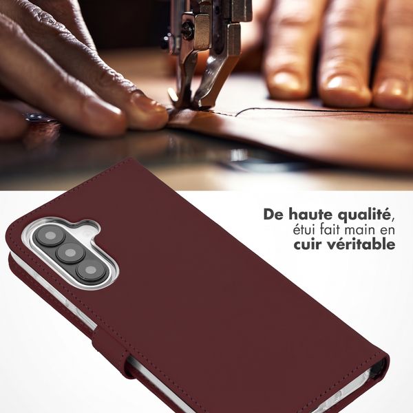 Selencia Étui portefeuille en cuir véritable Samsung Galaxy A27 (5G) - Burgundy