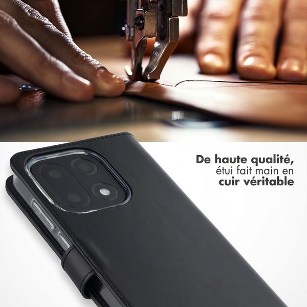 Selencia Étui portefeuille en cuir véritable OnePlus 15 - Noir