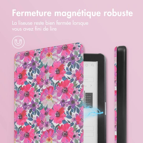 imoshion Design Slim Hard Case Sleepcover Kobo Clara HD - Flower Watercolor