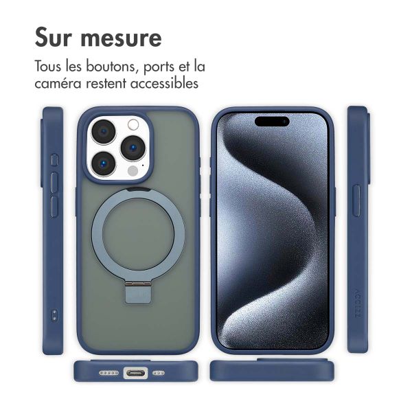 Accezz Coque Ring Stand avec MagSafe Apple iPhone 15 Pro - Bleu