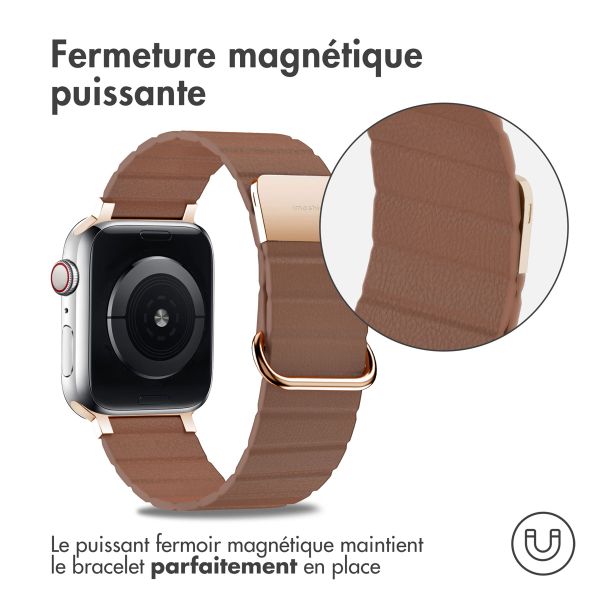 imoshion Bracelet en cuir magnétique Apple Watch | 38/40/41/42 mm - Marron